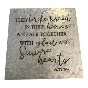 Galvanized Metal Acts 2:46 Wall Sign Farmhouse Christian Kitchen Decor 12x12